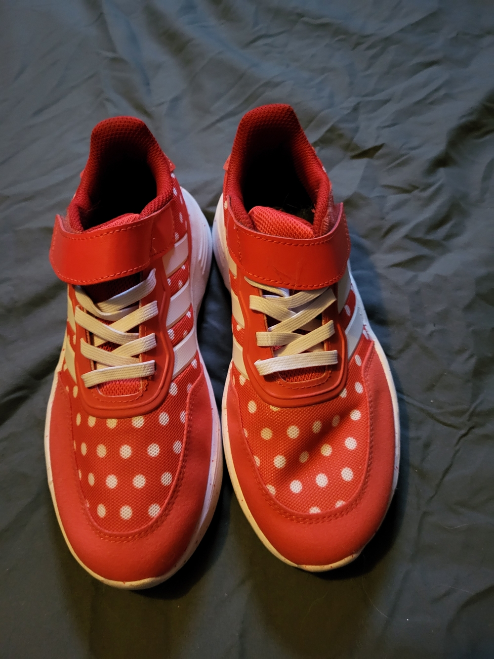 Adidas Red and White Polka Dot Disney Minnie Mouse Kids Sneakers